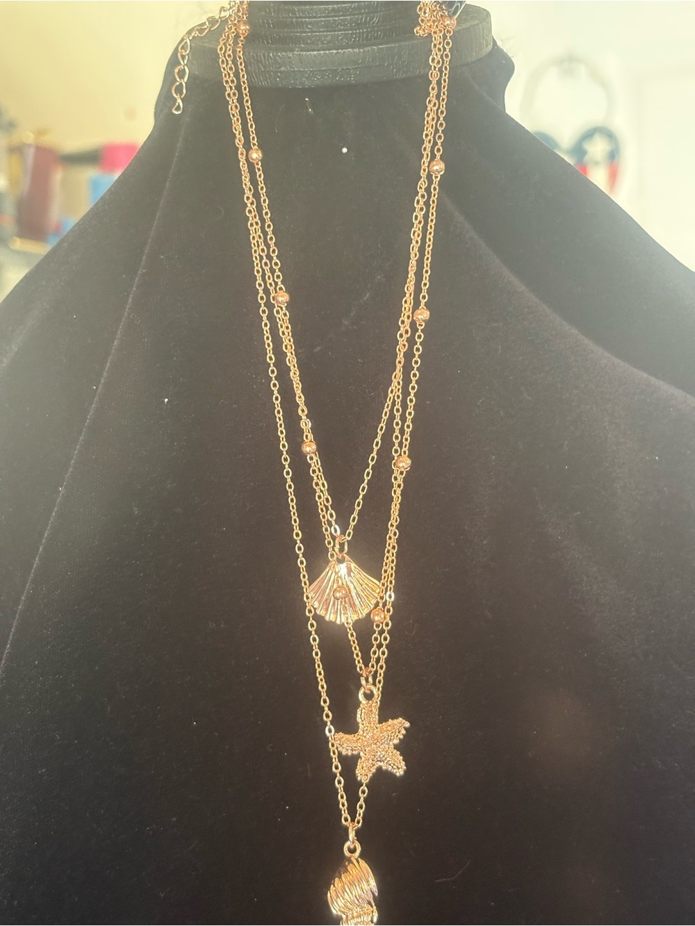 Gold tone Layered Sea Charm Necklace - Women Jewelry